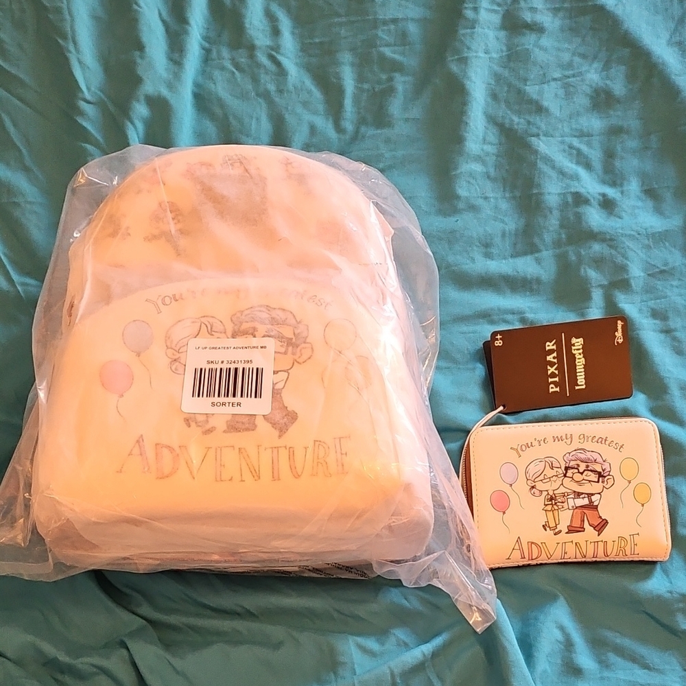 NWT Disney Up You're My Greatest Adventure Loungefly Mini Backpack Wallet Set